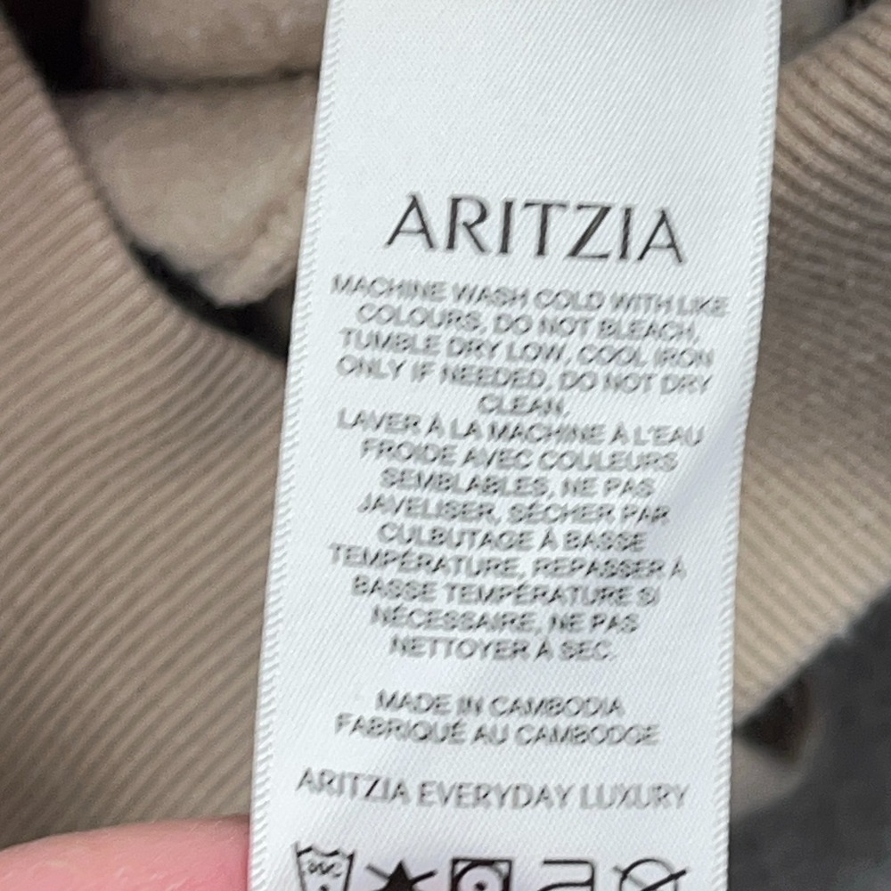 Aritzia Sweat Fleece Hoodie Womens Size 1 Tan Cozy Fleece Mega Fit STAINS - Picture 7 of 13